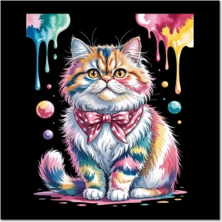 Womens Paint Art British Longhair Cat Highland Straight Posters and Art